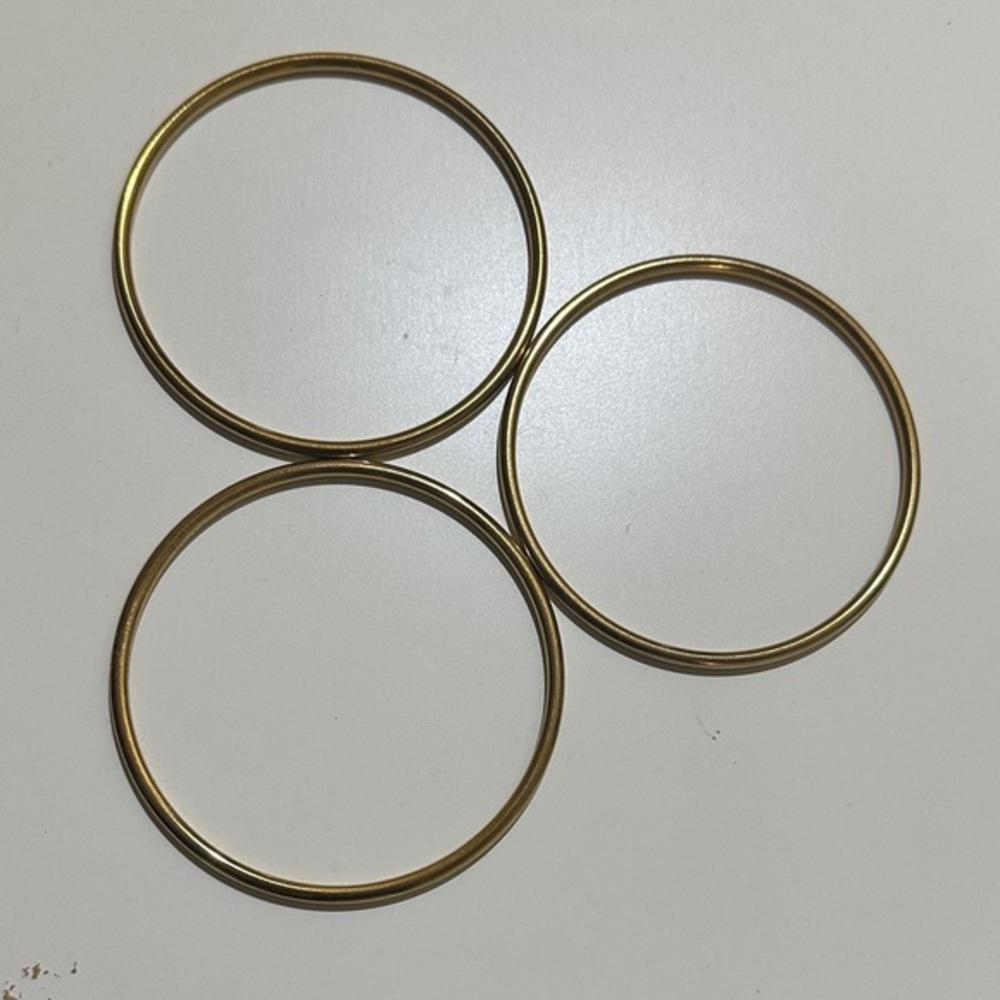 14k Gold Bangles Set Stainless Steel Filled - Picture 2 of 3